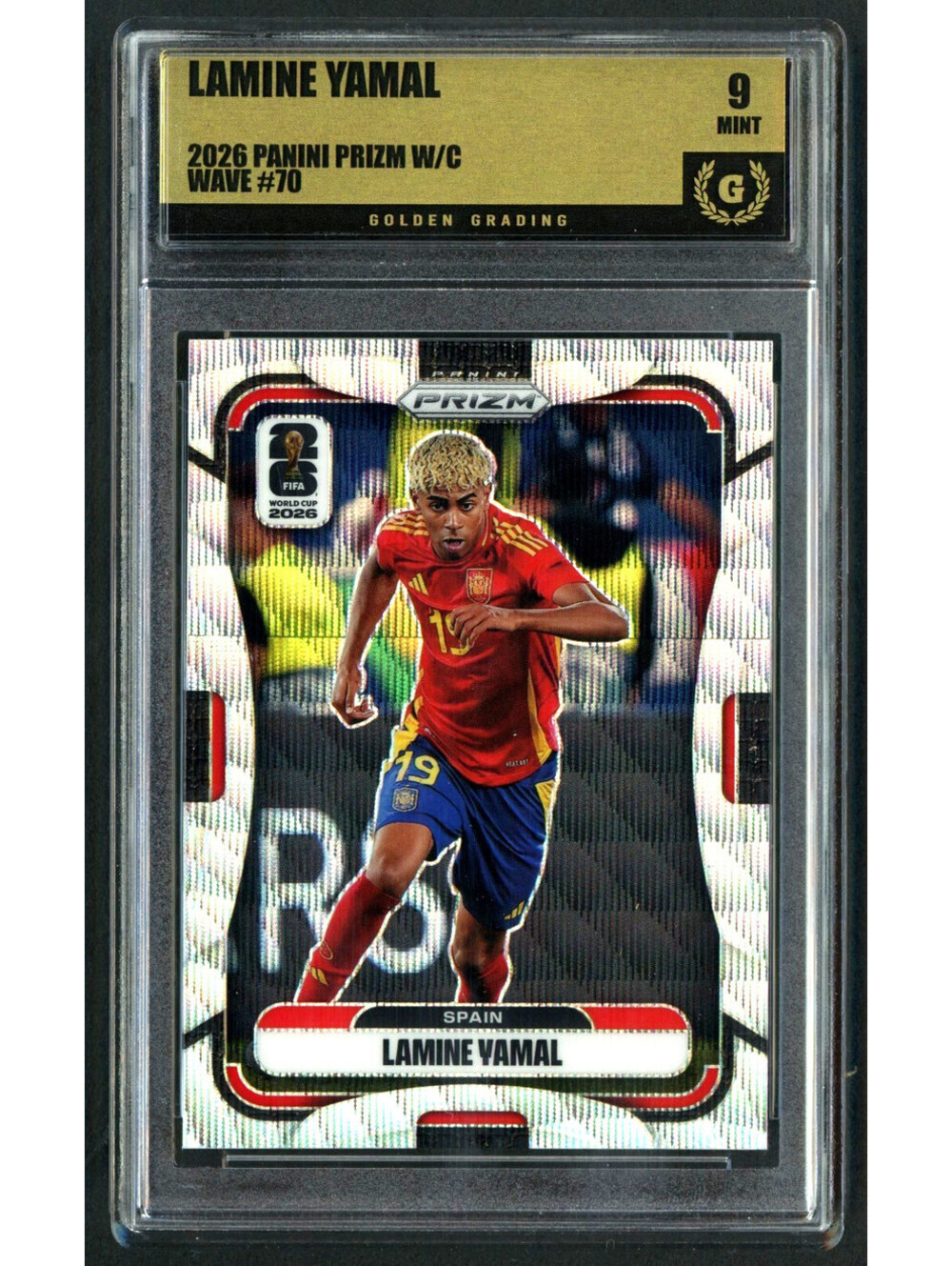 2026 Panini Prizm FIFA World Cup #70 Lamine Yamal Spain Wave Prizm Graded Mint 9